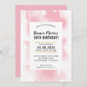 誕生日パーティー招待状モダン水彩ピ淡い色のンク 招待状 (正面/裏面)