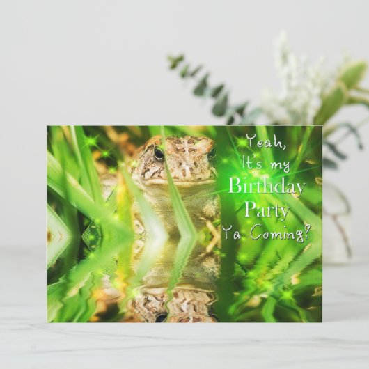 誕生日パーティー招待状ユーモアカエル来か？ 招待状 (スタンド正面)