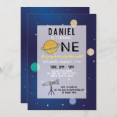 誕生日パーティー招待状宇宙銀河系惑星1st One 招待状 (正面/裏面)