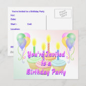 誕生日パーティー招待状 インビテーションポストカード (正面/裏面)