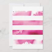 誕生日パーティー招待状 ゴールド ピンク 水彩 ストライプ 招待状 (裏面)