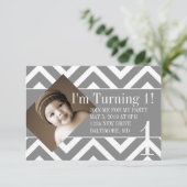 誕生日パーティー招待状 | シェブロングレーにチェンジ 招待状 (スタンド正面)