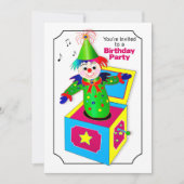 誕生日パーティー招待状、チャイルドジャックインザボックス 招待状 (正面)