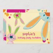 誕生日パーティー招待状:：バニーのピーク1L 招待状 (正面/裏面)