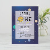 誕生日パーティー招待状 宇宙 銀河 惑星 初めての1人 招待状 (スタンド正面)