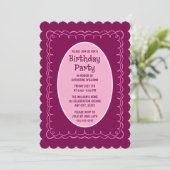 誕生日パーティー招待状　年齢不問　手描きワインレッド 招待状 (スタンド正面)