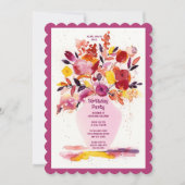 誕生日パーティー招待状　水彩花瓶 招待状 (正面)