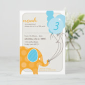 誕生日パーティー招待状:：象+風船2P 招待状 (スタンド正面)