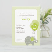 誕生日パーティー招待状::象+風船2P 招待状 (スタンド正面)