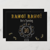 誕生日パーティー招待状 - 20歳 - バン バン! 招待状 (正面/裏面)