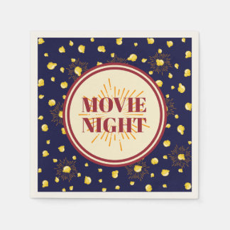 誕生日パーティー映画の夜 – Popcorn Fireworks スタンダードカクテルナプキン