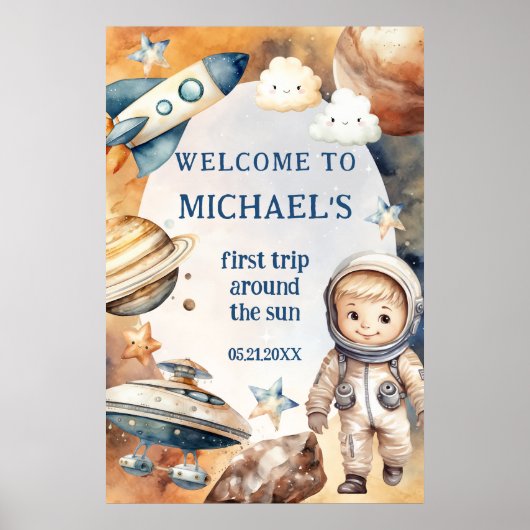 誕生日パーティー最初ののまわりに旅行ザサンウェルカム ポスター (正面)