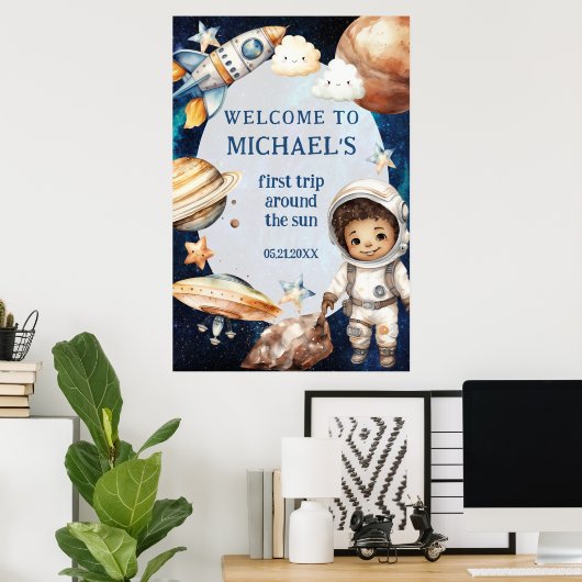 誕生日パーティー最初ののまわりに旅行ザサンウェルカム ポスター (ホームオフィス)