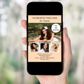 誕生日パーティー桃の写真コラージュ 招待状