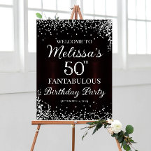 誕生日パーティー歓迎のサインとダイヤモンド紙吹雪
