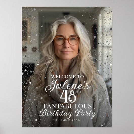 誕生日パーティー歓迎の写真のサイン ポスター (正面)