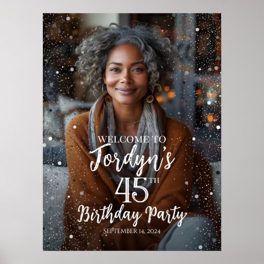 誕生日パーティー歓迎の写真のサイン ポスター (正面)