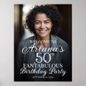 誕生日パーティー歓迎の写真のサイン ポスター (正面)