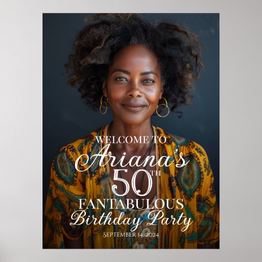 誕生日パーティー歓迎の写真のサイン ポスター (正面)