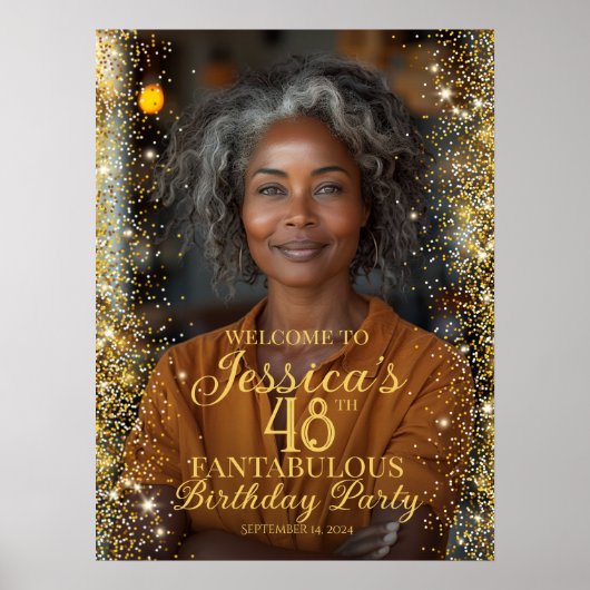 誕生日パーティー歓迎の写真のサイン ポスター (正面)