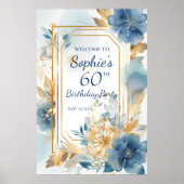 誕生日パーティー歓迎の花付き看板 ポスター (正面)