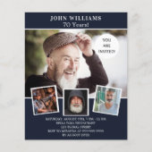 誕生日パーティー海軍の青い写真予算の招待 チラシ (正面)