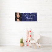 誕生日パーティー海軍の青い銀の星の写真 横断幕 (インサイチュ)