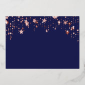 誕生日パーティー海軍ブルーバラ日付を保存 箔シーズンカード (裏面)