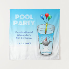 誕生日パーティー準備クジラ タペストリー