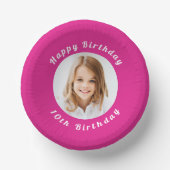 誕生日パーティー熱いピンクのフォトガール ペーパーボウル (正面)