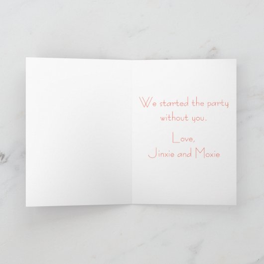 誕生日パーティー猫と帽子とギフト誕生日 カード (内部)