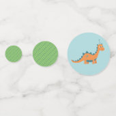 誕生日パーティー用の帽子をかぶった可愛い恐竜 コンフェッティ (正面)