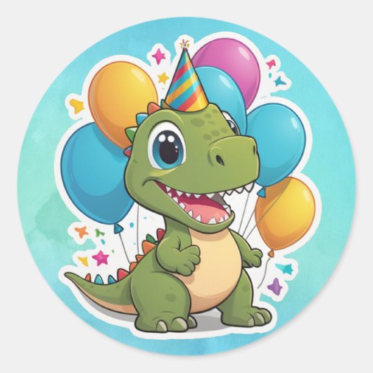 誕生日パーティー用の恐竜シール ラウンドシール (正面)