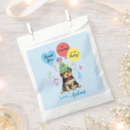 誕生日パーティー用バルーンヨークシャーテリア フェイバーバッグ (クリップ留めされた状態)