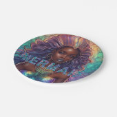 誕生日パーティー用ブラックマーメイド ペーパープレート (アングル)