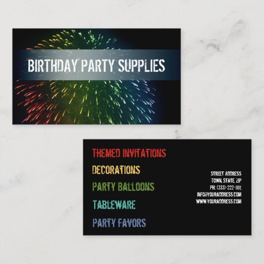 誕生日パーティー用品の食器の装飾 名刺 (正面/裏面)