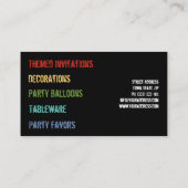 誕生日パーティー用品の食器の装飾 名刺 (裏面)