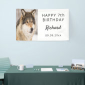 誕生日パーティー男の子オオカミ写真かわいい動物 横断幕 (トレードショー)