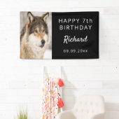 誕生日パーティー男の子オオカミ写真かわいい動物 横断幕 (インサイチュ)