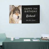 誕生日パーティー男の子オオカミ写真かわいい動物 横断幕 (トレードショー)