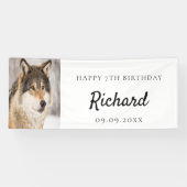 誕生日パーティー男の子オオカミ写真かわいい動物 横断幕 (横)