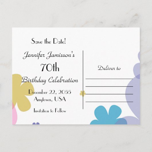 誕生日パーティー発表ポストカードの保存 案内ポストカード (裏面)