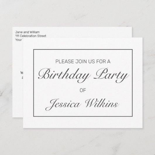 誕生日パーティー発表招待状はがき ポストカード (正面/裏面)