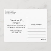 誕生日パーティー発表招待状はがき ポストカード (裏面)