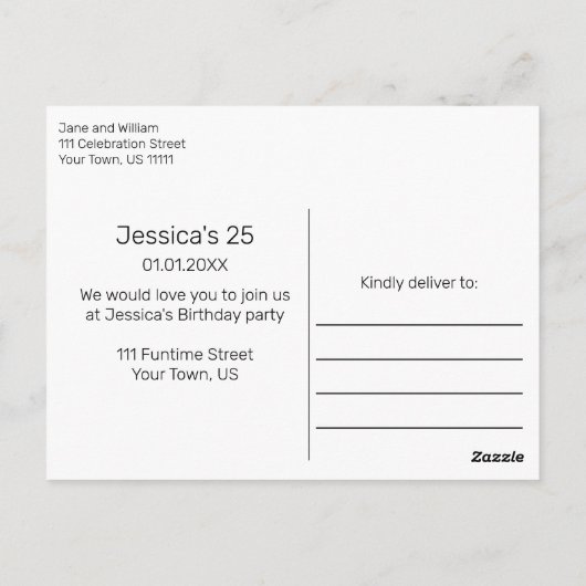 誕生日パーティー発表招待状はがき ポストカード (裏面)