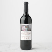 誕生日パーティー白いバラの金ゴールド年生まれ写真bio ワインラベル (正面)