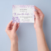 誕生日パーティー白バイオレット予算は日付を保存 チラシ (手)