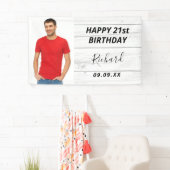 誕生日パーティー白木写真素朴な男 横断幕 (インサイチュ)