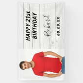 誕生日パーティー白木写真素朴な男 横断幕 (縦)