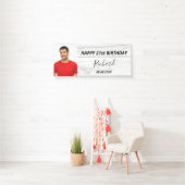 誕生日パーティー白木写真素朴 横断幕 (インサイチュ)